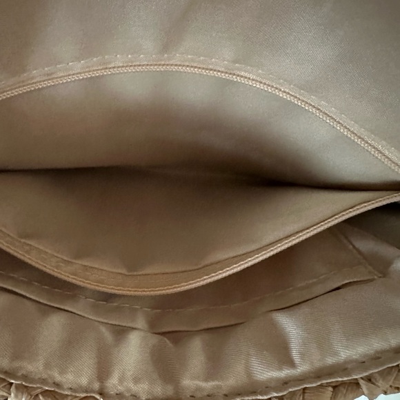 Tan and Gold Fringe Clutch with Envelope Design - Picture 6 of 7